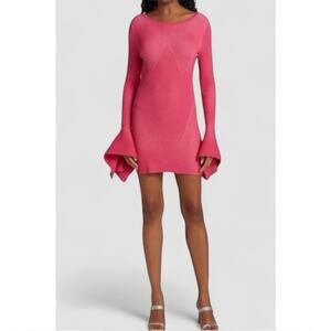NWT Acler Sanders Ribbed Mini Bodycon Dress In Berry Tulip Sz 4
